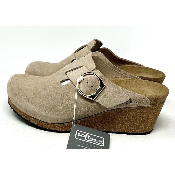 Birkenstock Papillio Fanny Ring Buckle Brown Sand Wedge Clog Mules Size 10 NEW - Picture 8 of 10
